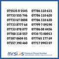 List of phone numbers of vodafone network with MR Sims Limited branding on a blue background